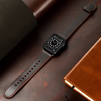 VIOTOO Naftos Vaškas natūralios odos Watchstrap Apple Watch Band Serijos 8 7 SE 6 5 41mm 40mm 38mm 44mm 45mm 49mm Dirželis Iwatch