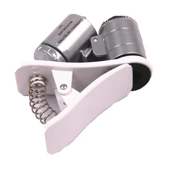 Visiškai Naujas 60x Nešiojamą Mini Kišeninis Mikroskopas Loupe Juvelyras, didinamasis stiklas Su LED Šviesos su Clip Kalėdų Dovana