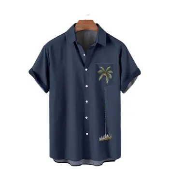 Vyriški Marškiniai trumpomis Rankovėmis Atsitiktinis Buttton Žemyn Marškiniai Beach Top Reguliariai Fit Havajų Marškinėliai Vyrams