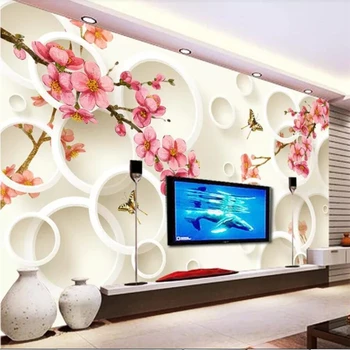 wellyu papel de parede Užsakymą didelės freskos mados namų puošybai kambarį 3D persikų, slyvų ratas, TV foną
