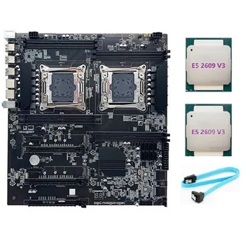 X99 Dual-Socket motininę Plokštę LGA2011-3 Dual CPU Support RECC DDR4 Atmintį, 2XE5 2609 V3 CPU+SATA Kabelis