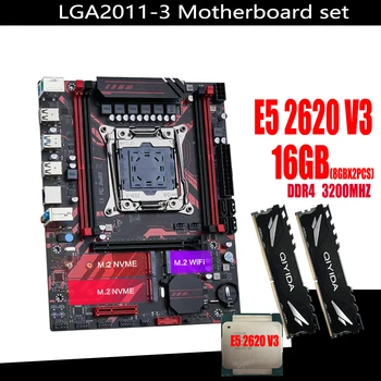 X99 plokštė nustatyti LGA2011-3 Xeon E5 2620 V3 CPU 2vnt X 8GB =16GB 3200MHz DDR4 atmintis