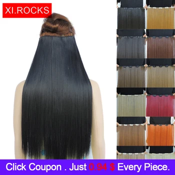 Xi.Uolų WJLZ5050/1p Sintetinių 20 Colių Ombre ClipIn Plaukų priauginimas Ilgi Tiesūs False perukai Pratęsimo Hairpieces Moterų perukas