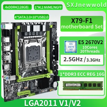 XSJnewwold X79-F1 Plokštė Rinkinys su E5 2670V2 Procesorius 1 gb DDR3*16G=16GB Dual Kanalų LGA2011 NVME M. 2 SATA 3.0 Xeon Rinkinys