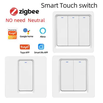 Zigbee 3 Gauja Jungiklio, Smart Šviesos Jungiklio Nėra Neutralus Laidas 2 Gaujos 1 Gauja Wifi Smart Switch Nėra Neutralus Ne Kondensatorius Alexa, Google 