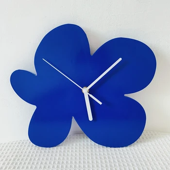 Šiaurės Gėlių Formos Laikrodis, Medinės Mėlyna Silent Mechaninė Sieninis Laikrodis Su Baterijomis Kambarį Valgomasis Namų Dekoracijos