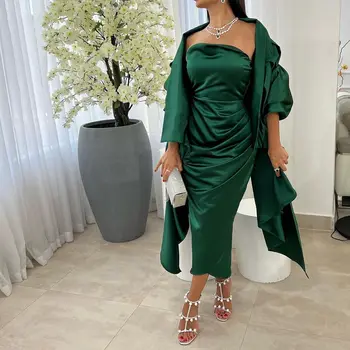 Žalia 2-piece Saudo Arabija Prom Dresses 2023 Stebėjimo Undinė Striukė Su Arbata-ilgis Elegantiškas Šalis Suknelės Moterims 2023